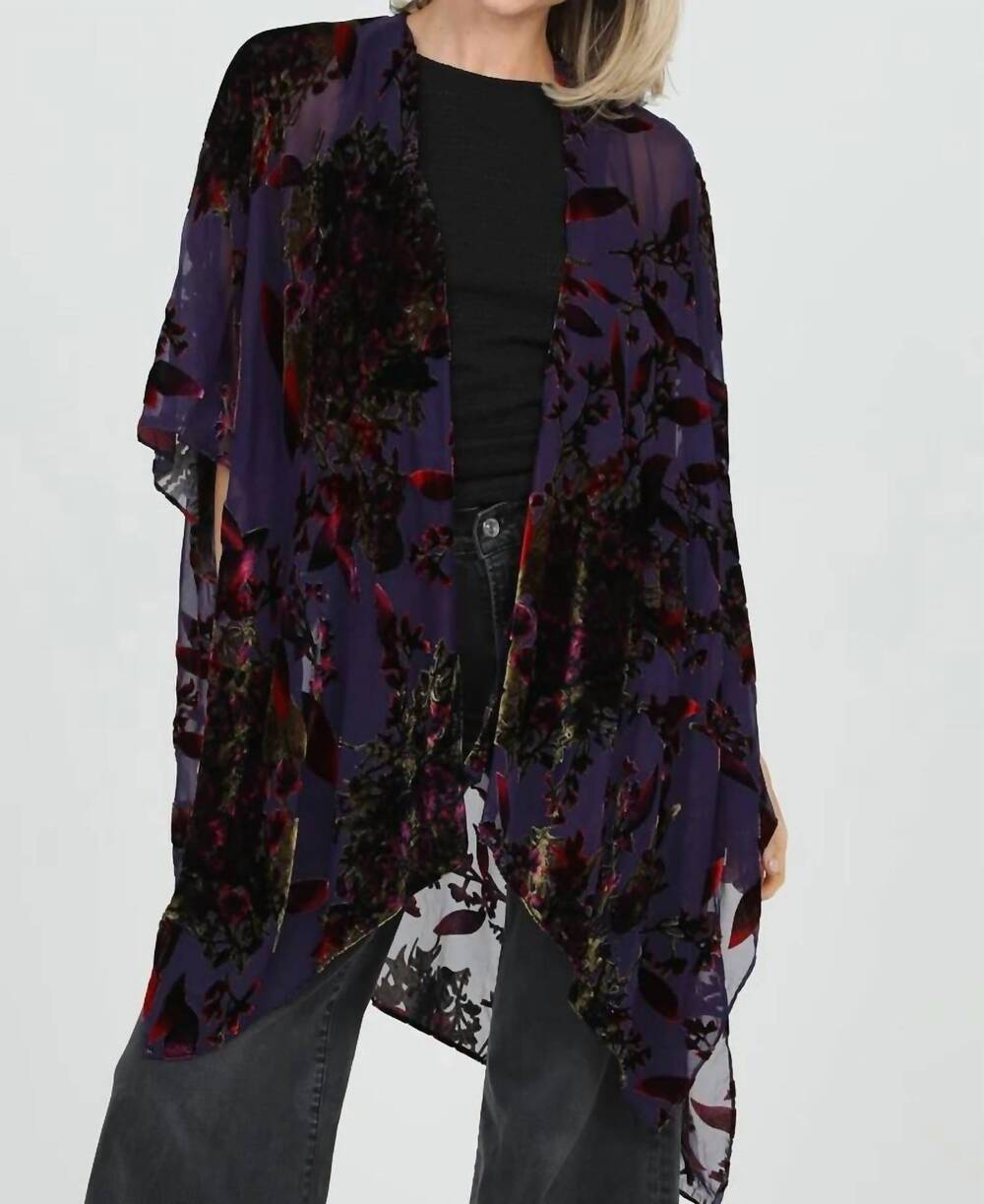 NEW NOSTALGIA burnout velvet kimono in purple